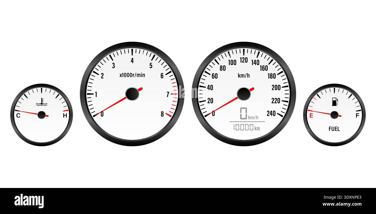 Car Dashboard. Car Panel Display. Car Speedometer Dashboard. Tachometer or Odometer Display. Vector Illustration. Stock Vector