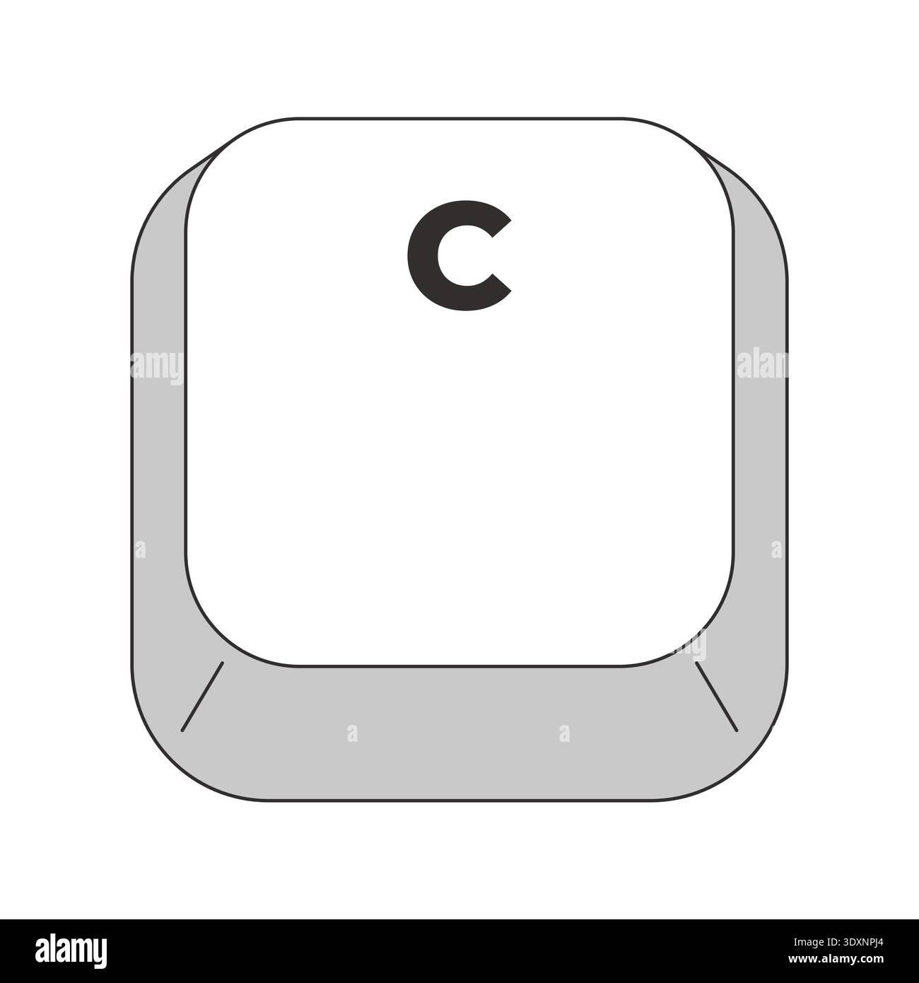 Single C letter grayscale computer keyboard key Stock Vector