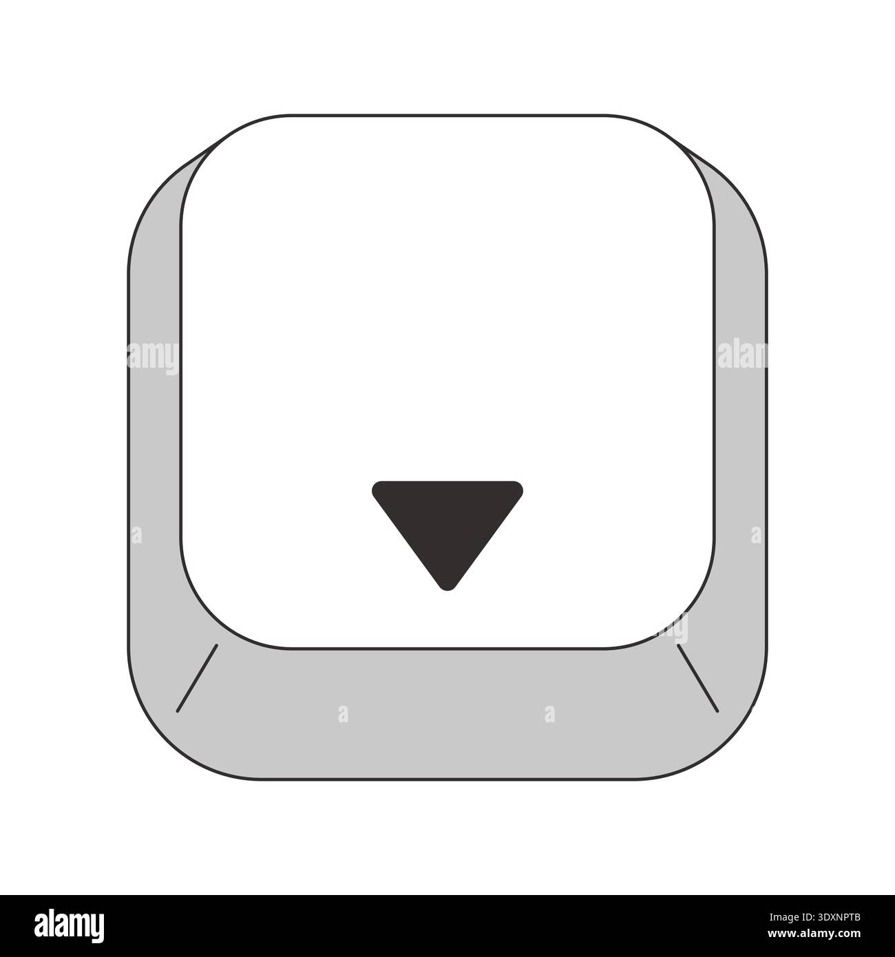 Down arrow key grayscale computer keyboard Stock Vector