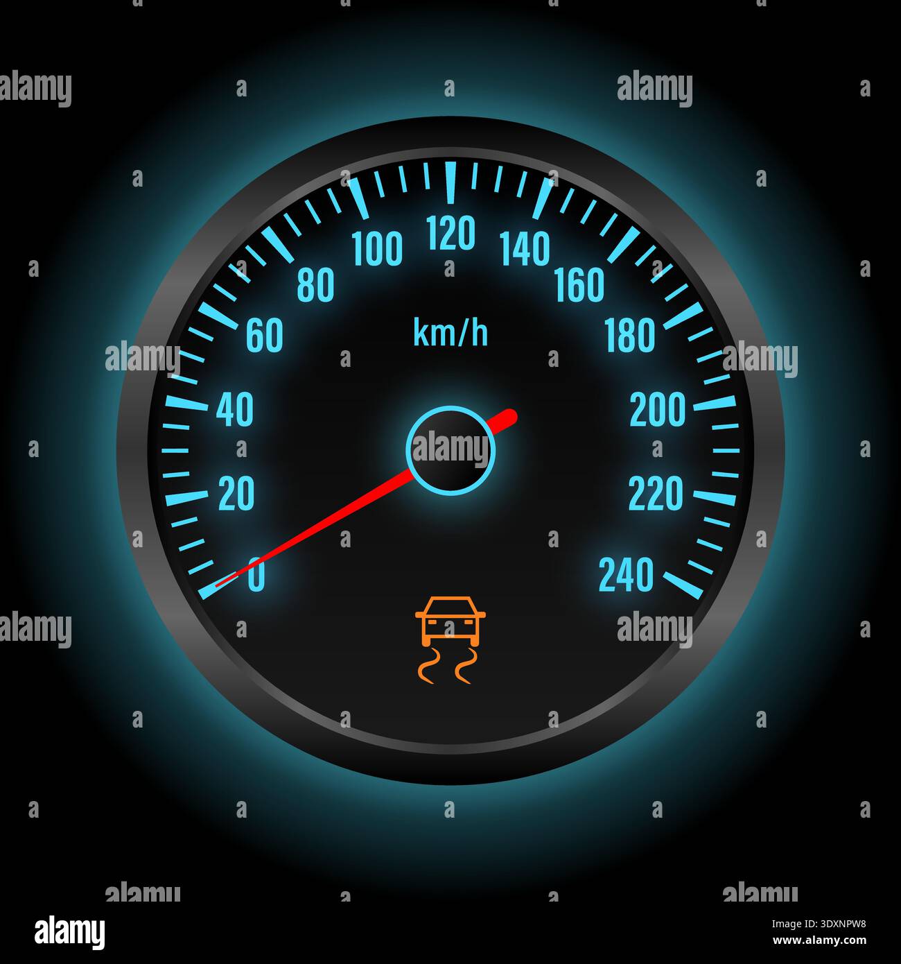 Traction Control Stability Light on Car Dashboard. Vector Illustration. Stock Vector