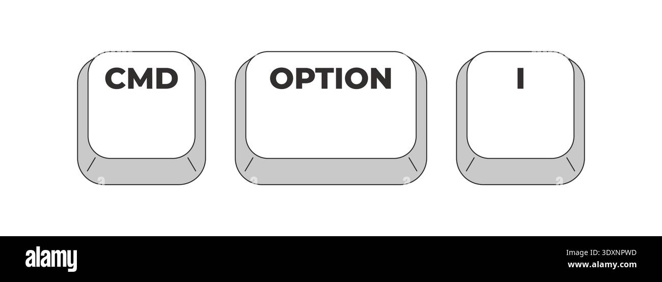 CMD Option I grayscale keyboard hotkey Stock Vector