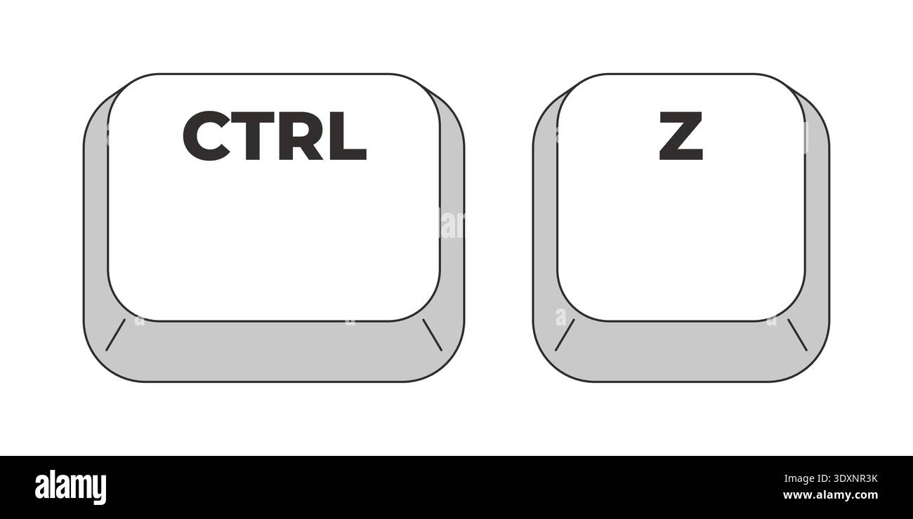 Ctrl Z letter grayscale keyboard hotkey Stock Vector