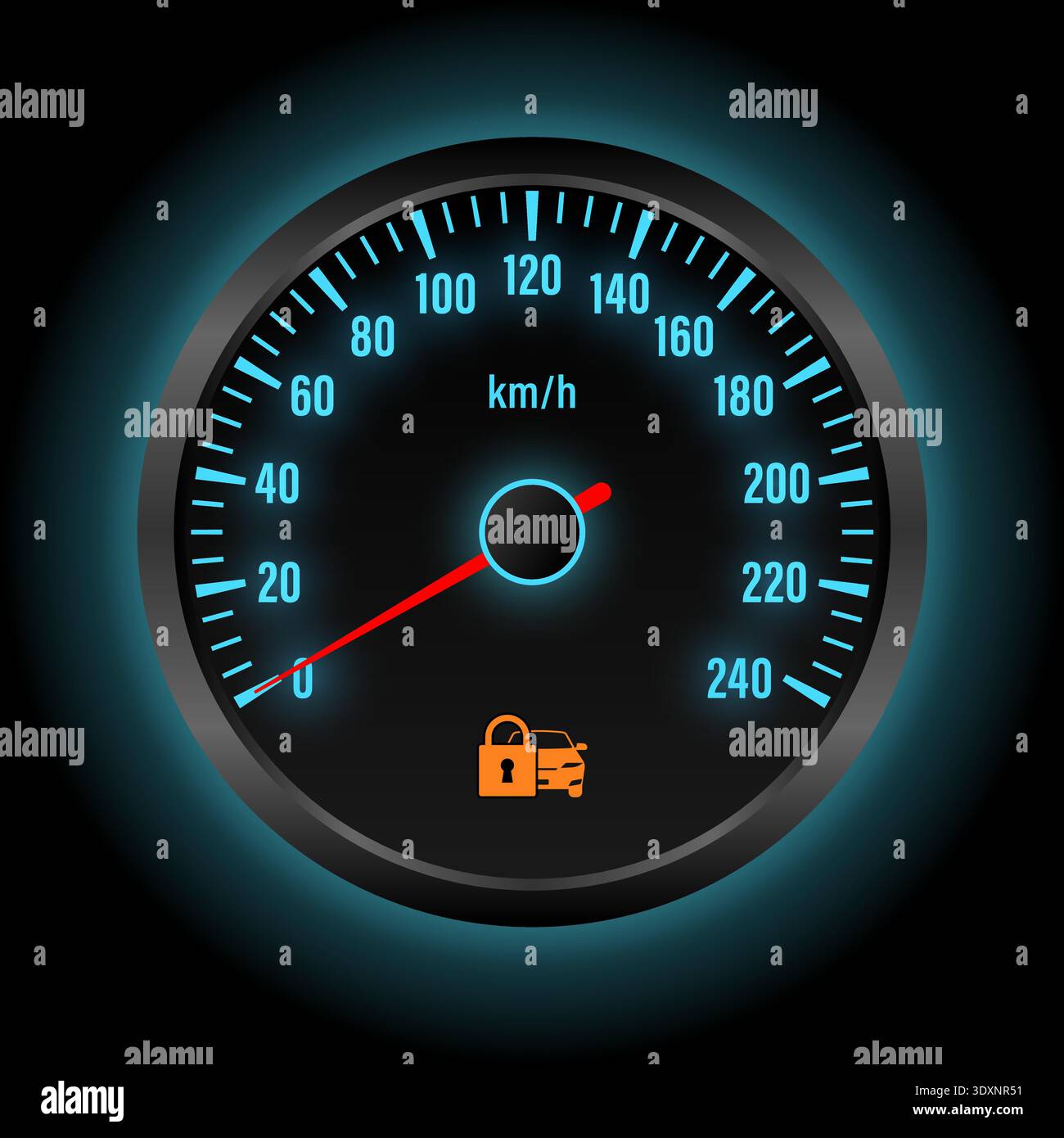 Lock car Warning Light on Car Dashboard. Vector Illustration. Stock Vector