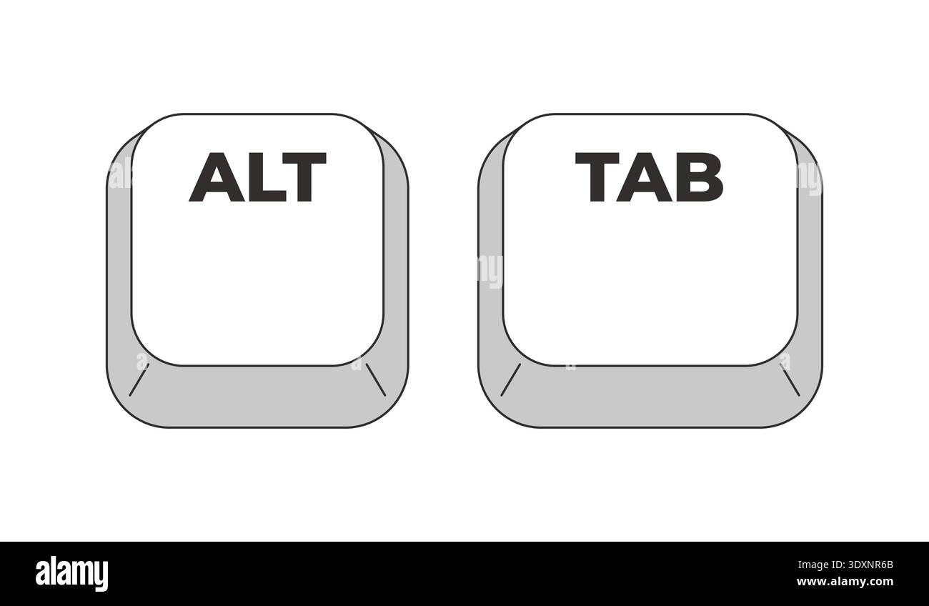 Alt Tab grayscale keyboard hotkey Stock Vector