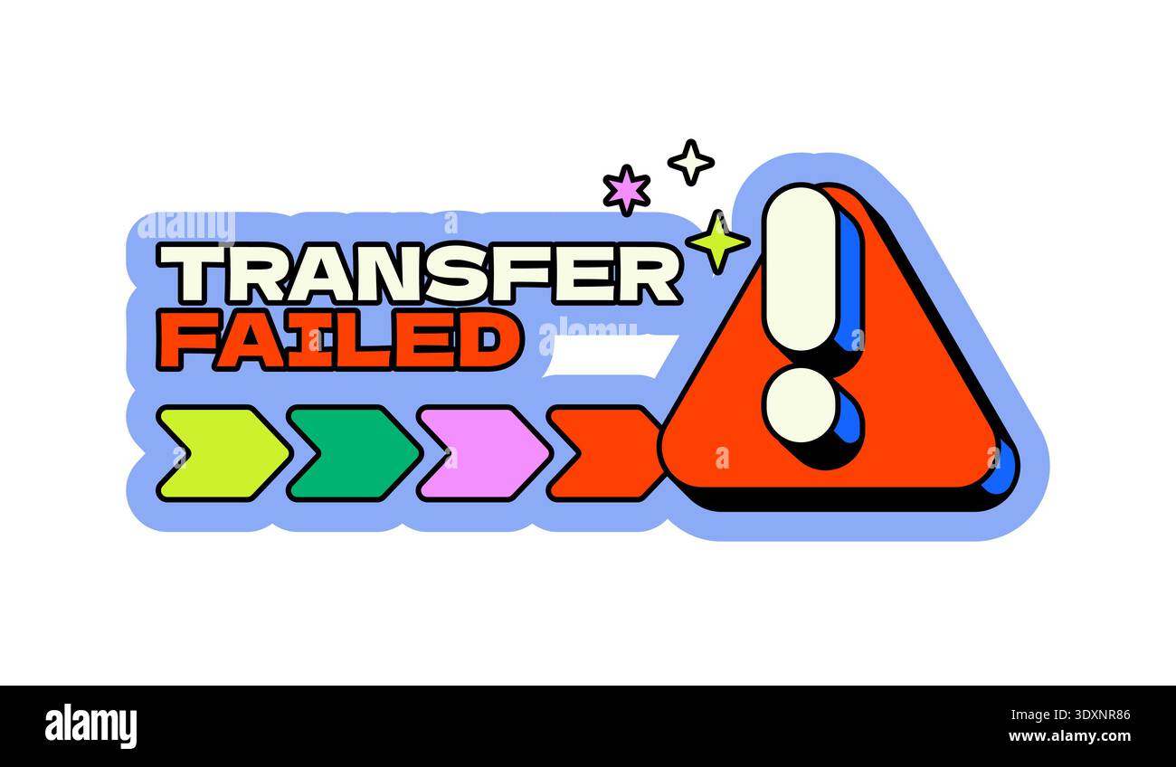 Transfer failed neo brutalism pop-up UI overlay Stock Vector