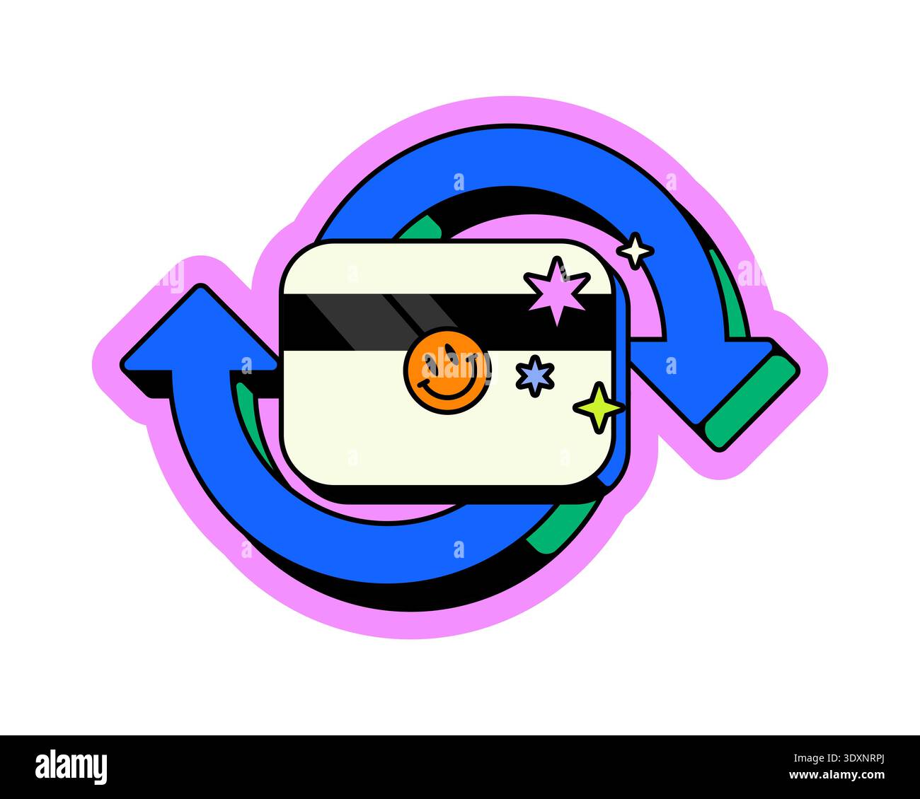 Processing payment neo brutalism pop-up UI overlay Stock Vector