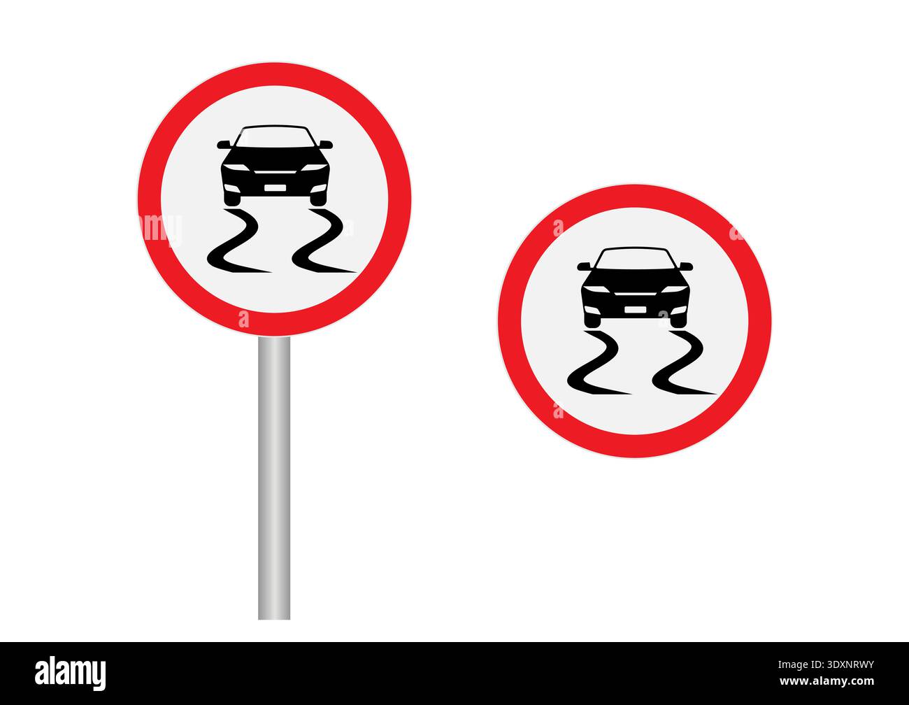 Slippery Road Sign. Vector Illustration. Stock Vector