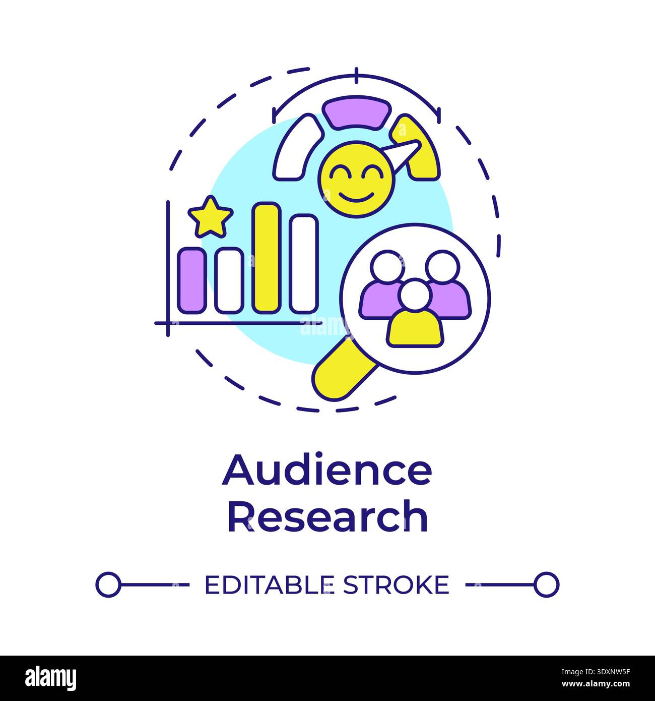 Audience research multi color concept icon Stock Vector