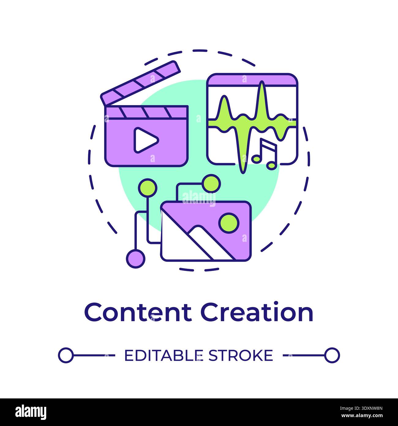 Content creation multi color concept icon Stock Vector