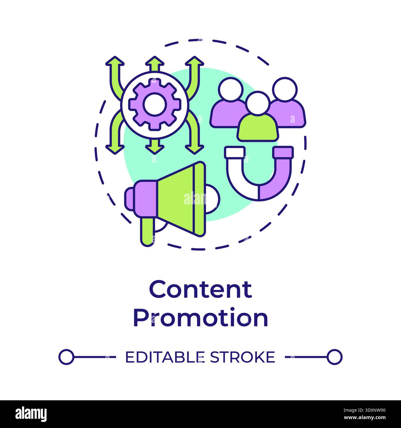 Content promotion multi color concept icon Stock Vector