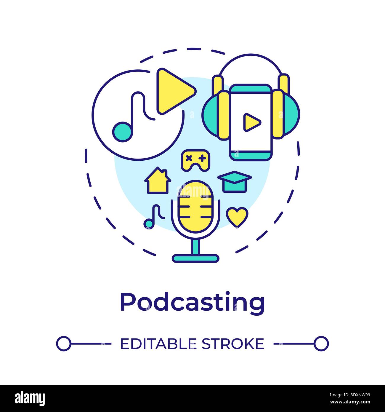 Podcasting multi color concept icon Stock Vector