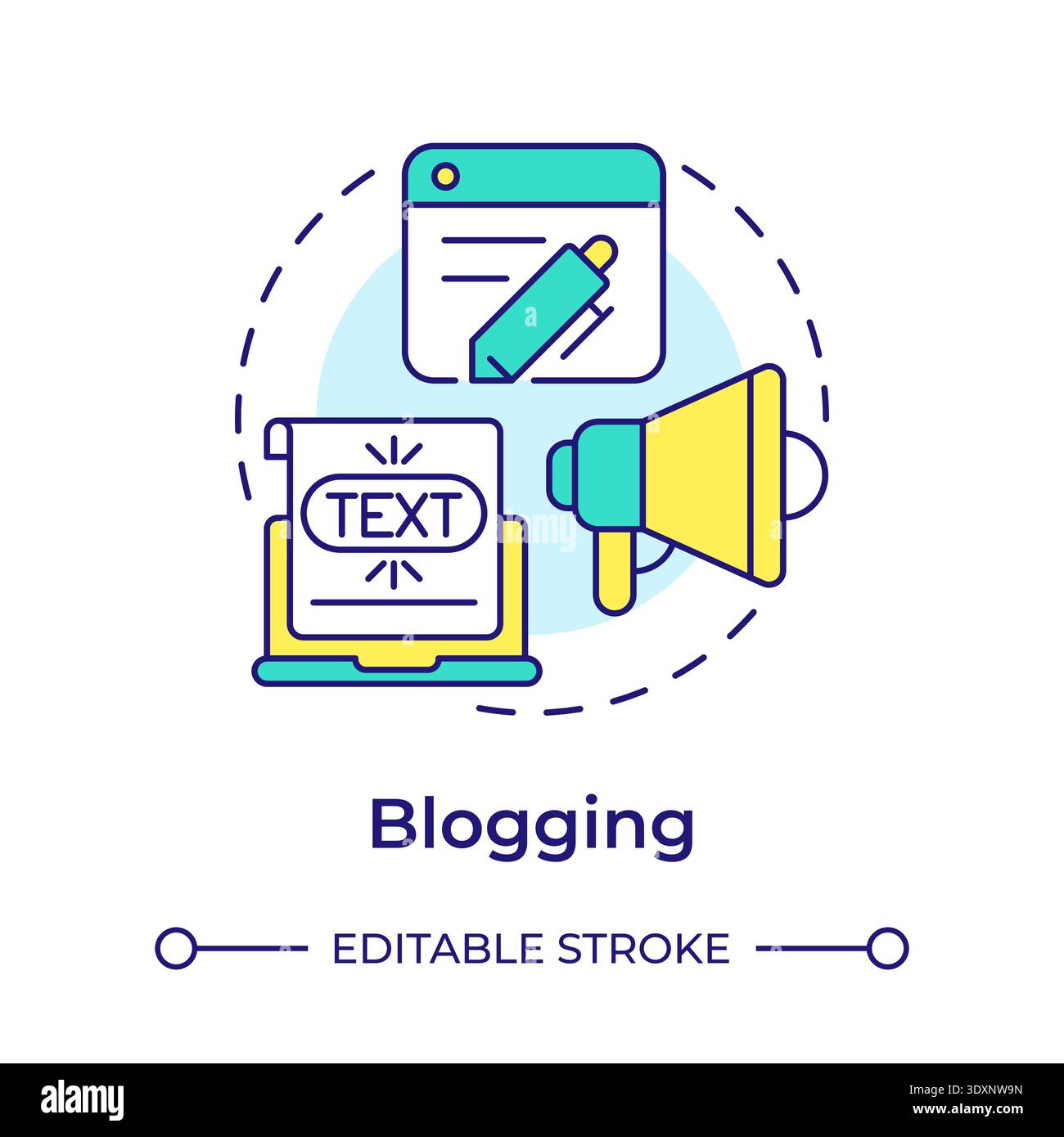 Blogging multi color concept icon Stock Vector