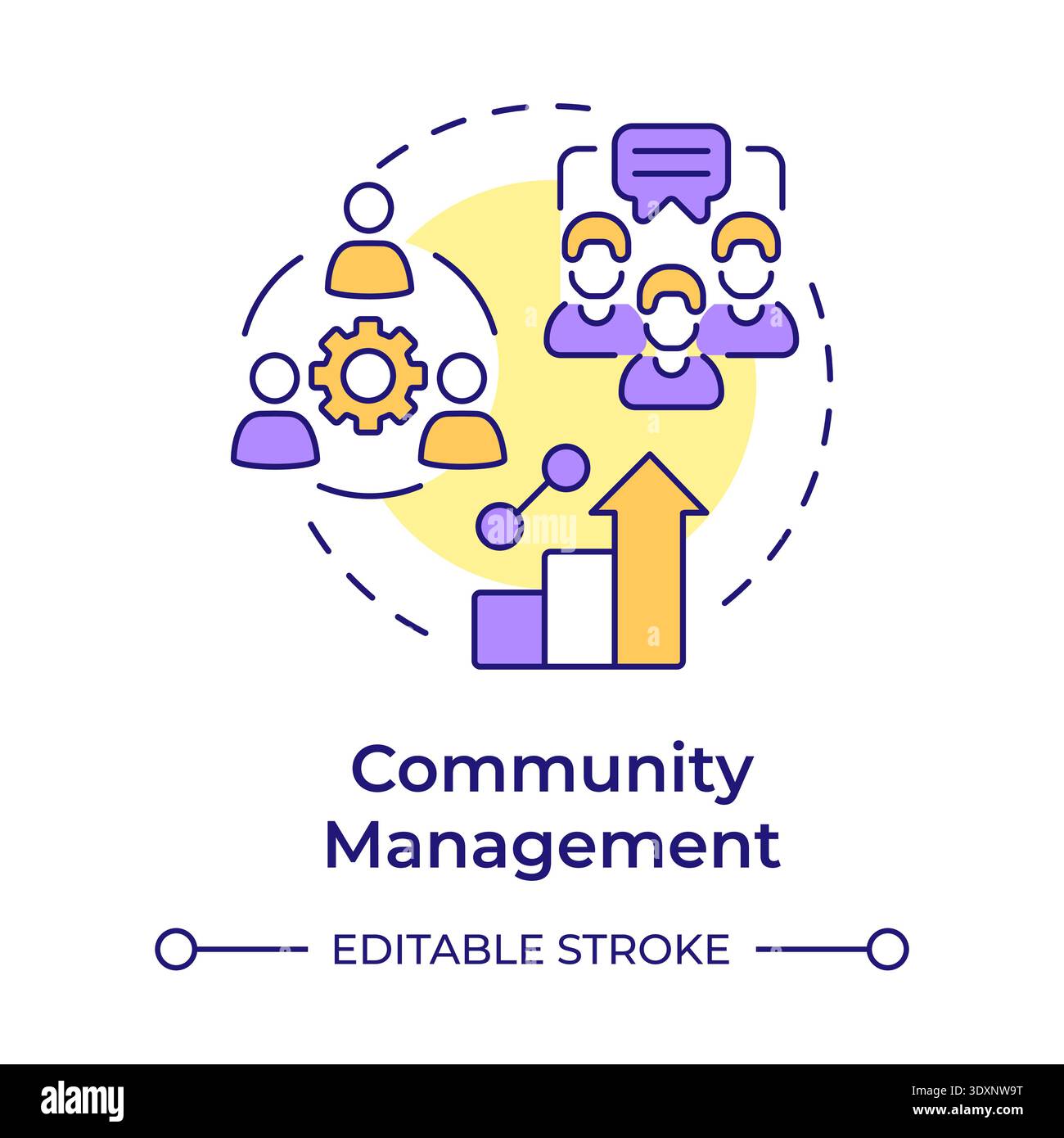 Community management multi color concept icon Stock Vector