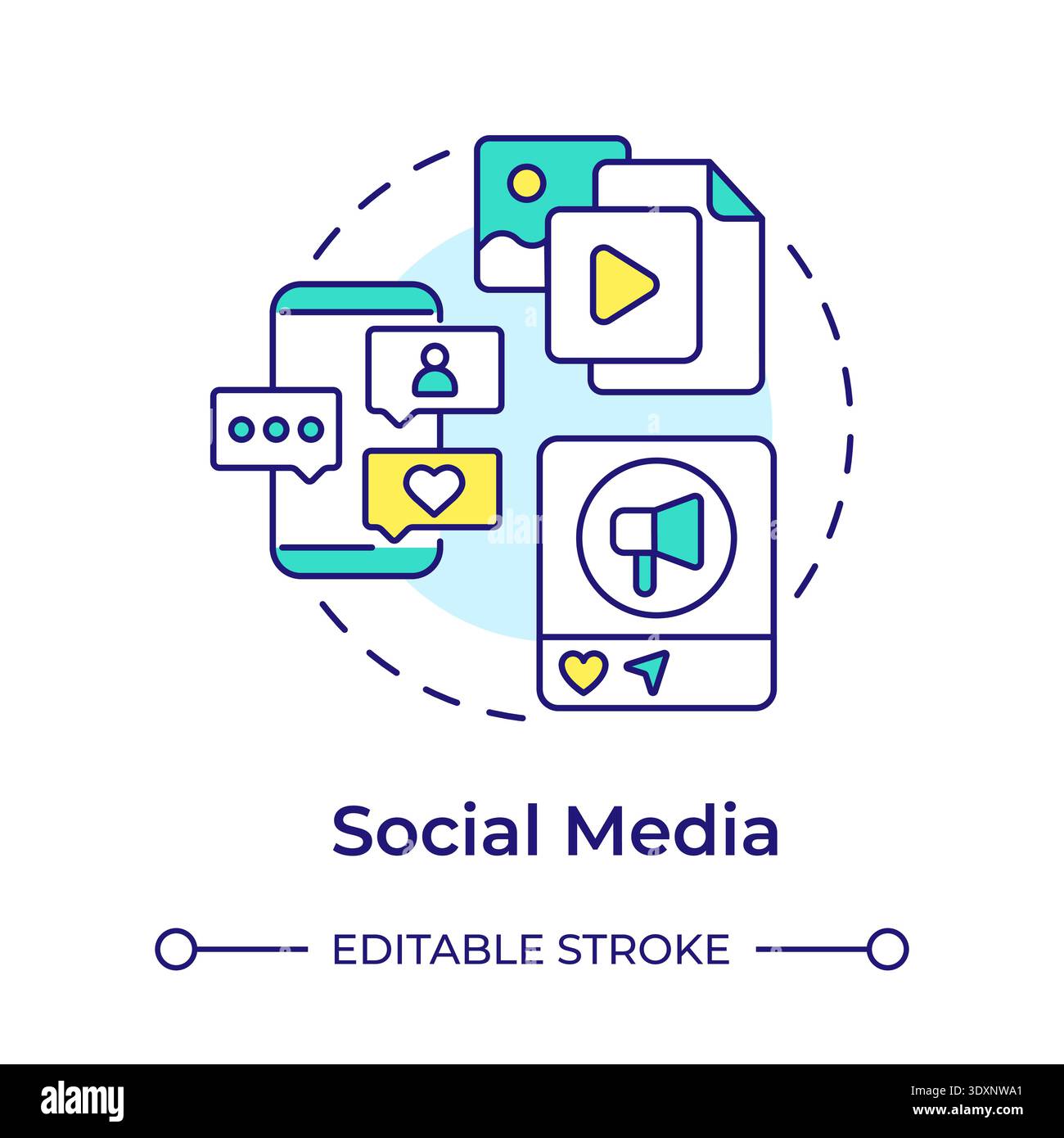 Social media multi color concept icon Stock Vector