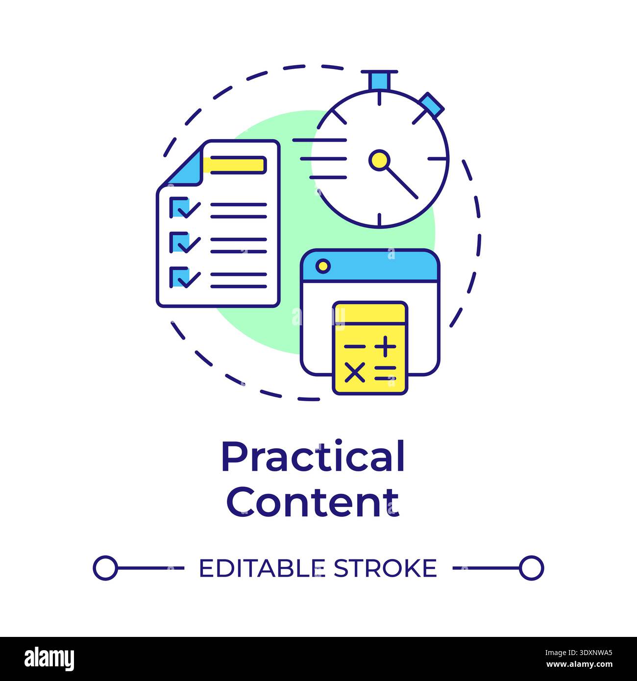Practical content multi color concept icon Stock Vector