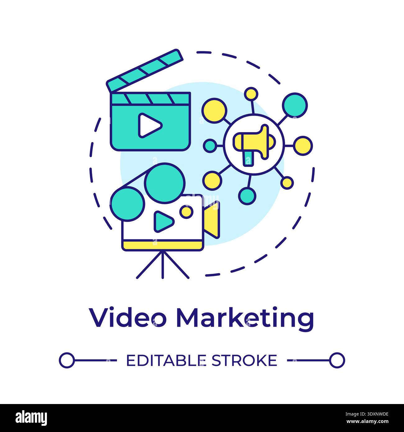 Video marketing multi color concept icon Stock Vector