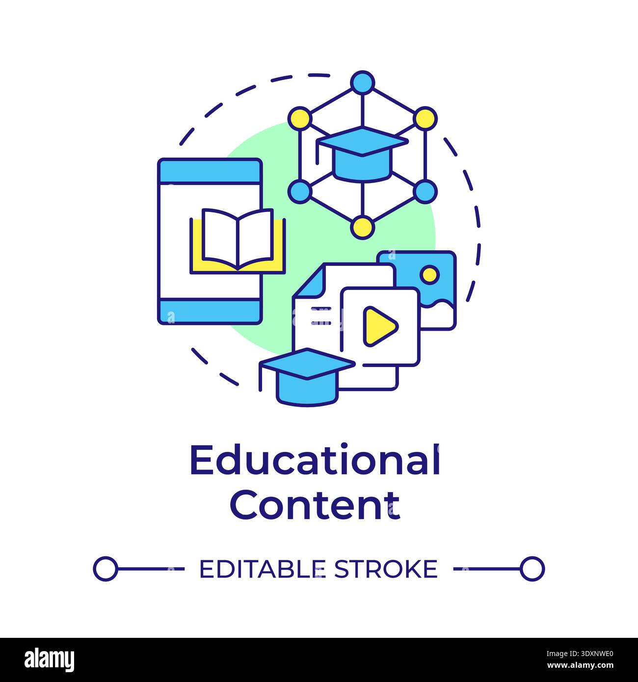 Educational content multi color concept icon Stock Vector