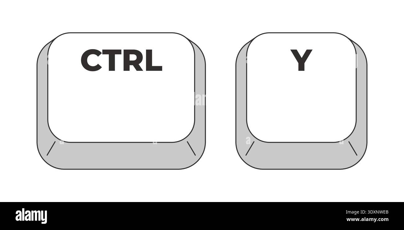 Ctrl Y letter grayscale keyboard hotkey Stock Vector