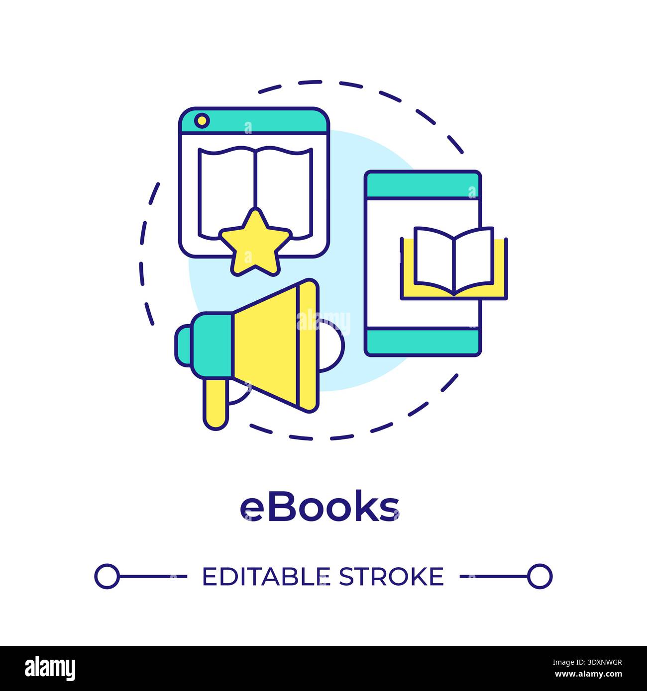 Ebooks multi color concept icon Stock Vector