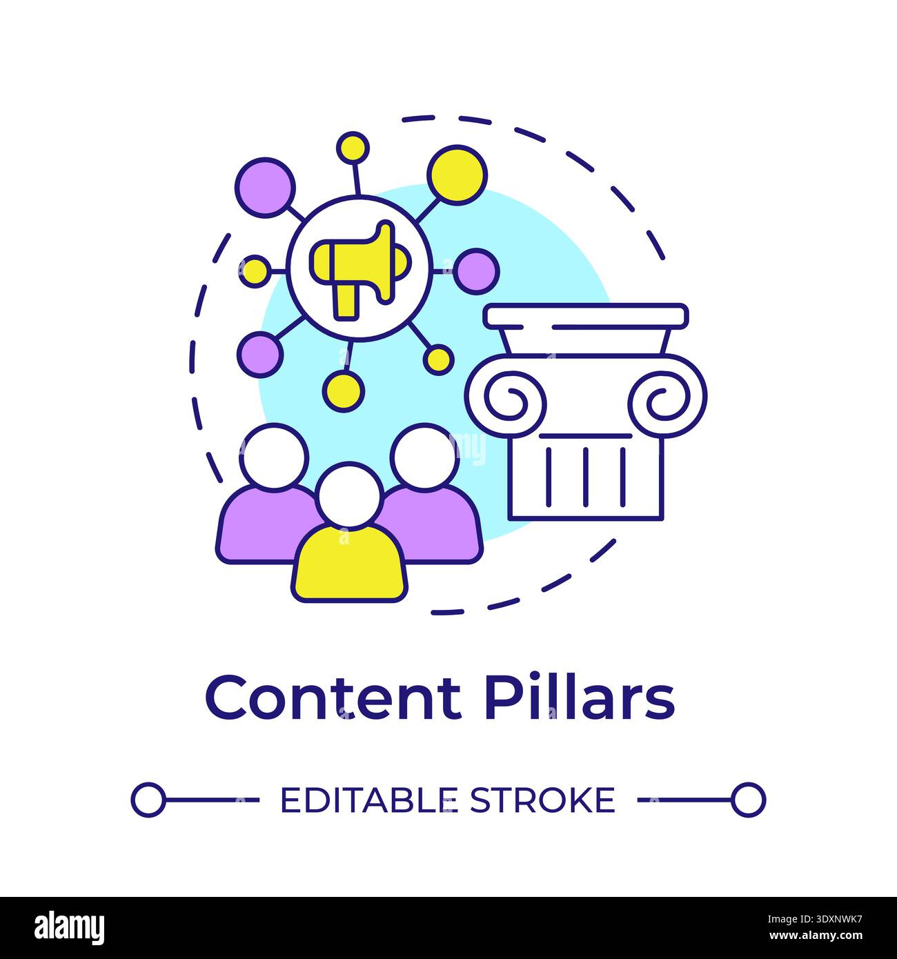 Content pillars multi color concept icon Stock Vector