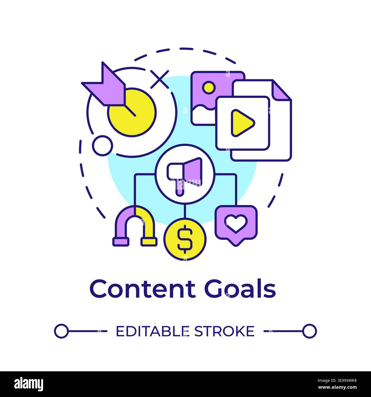 Content goals multi color concept icon Stock Vector