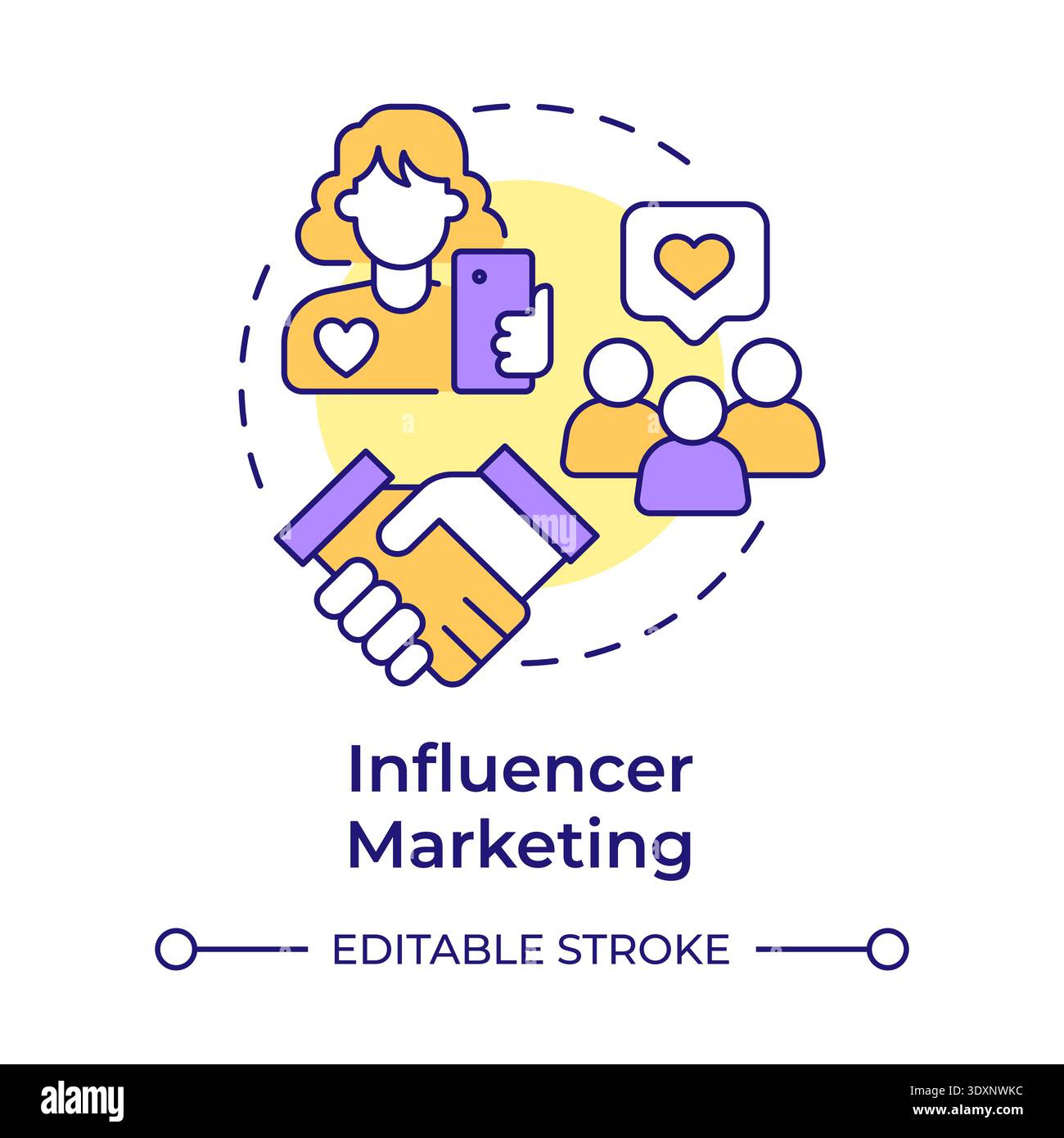 Influencer marketing multi color concept icon Stock Vector