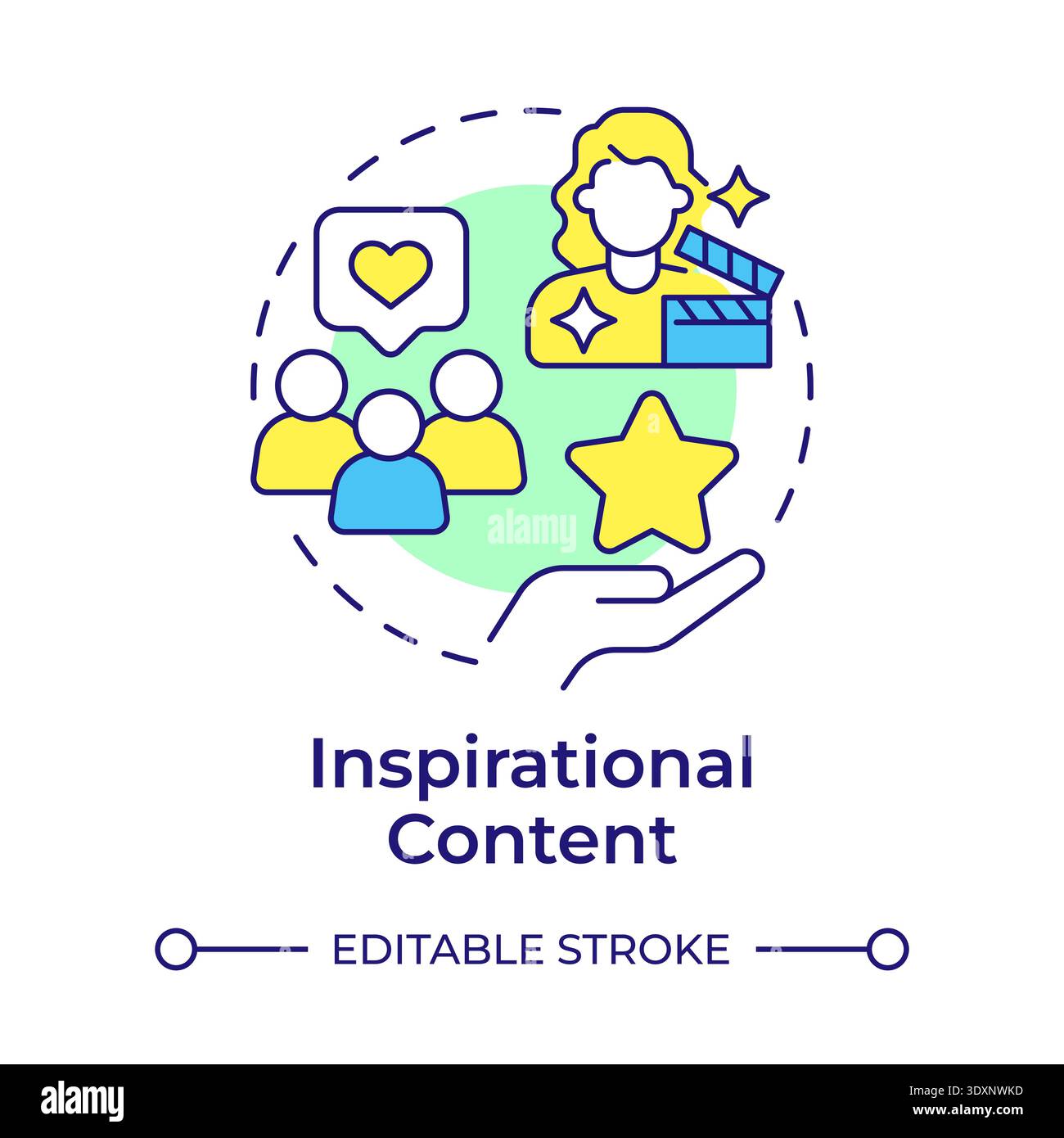 Inspirational content multi color concept icon Stock Vector
