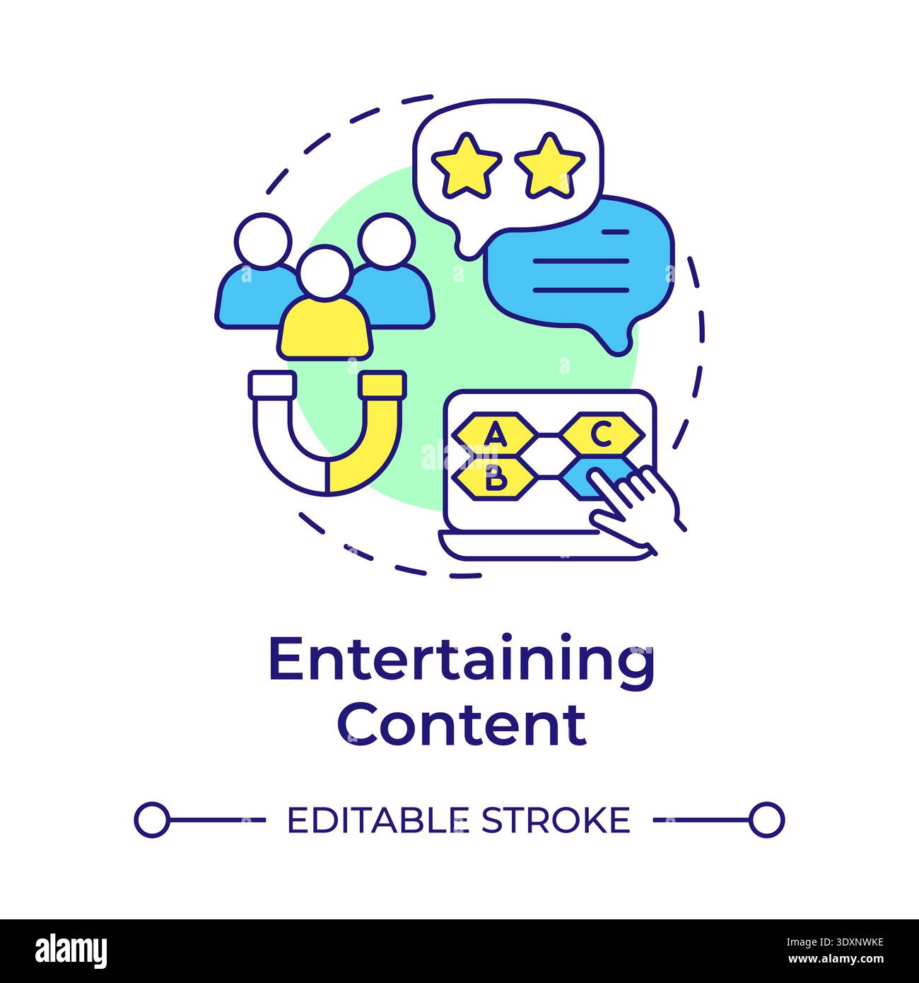 Entertaining content multi color concept icon Stock Vector