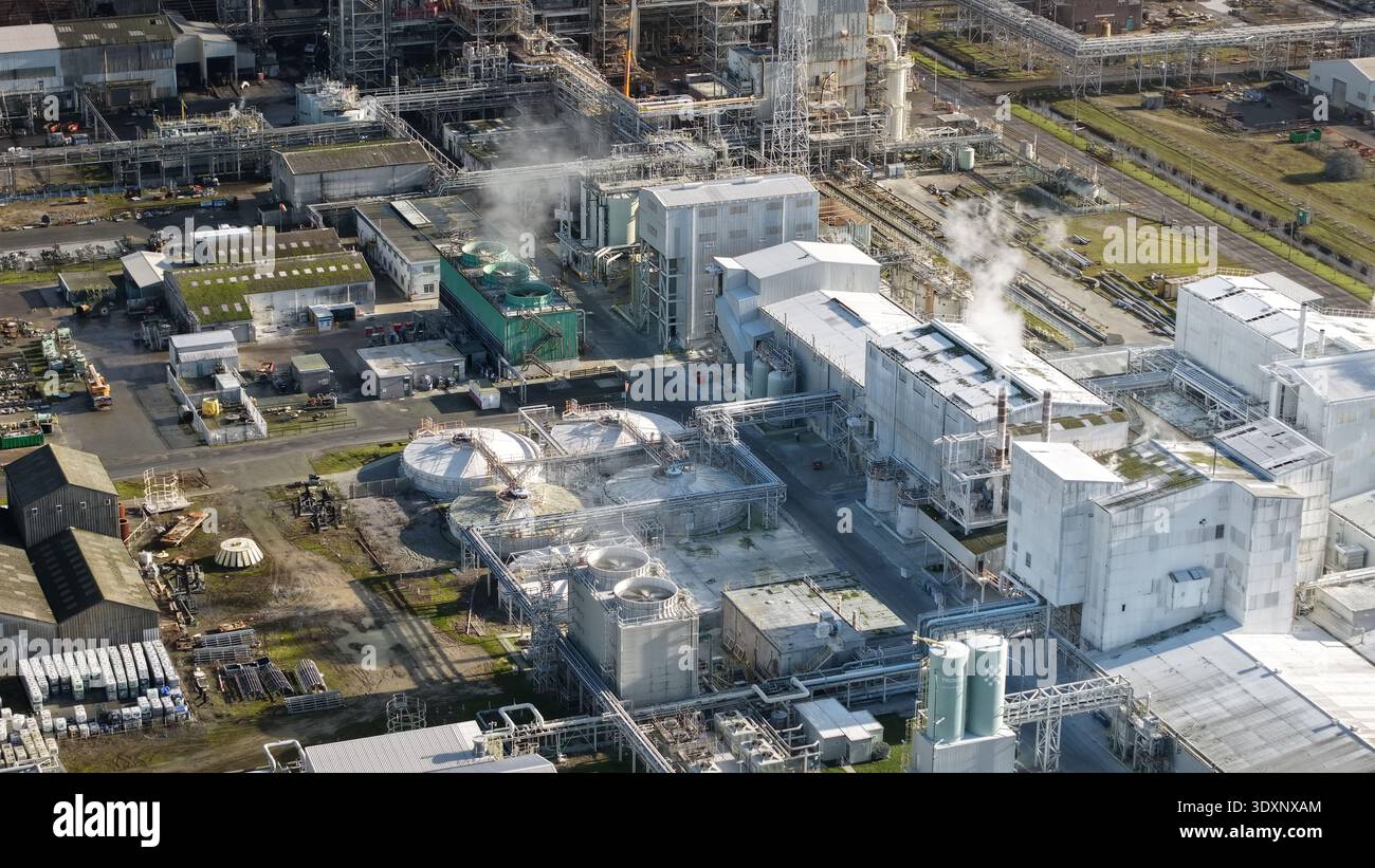 Aerial view of Tronox industrial facility, a sprawling complex with ...