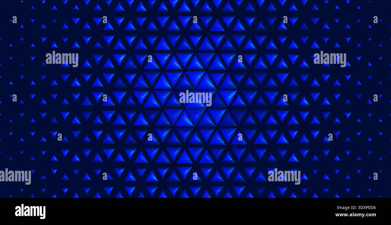 Geometric triangle background vivid blue 3D backdrop. Futuristic tech grid texture for digital technology, data science, fintech, machine learning Stock Vector