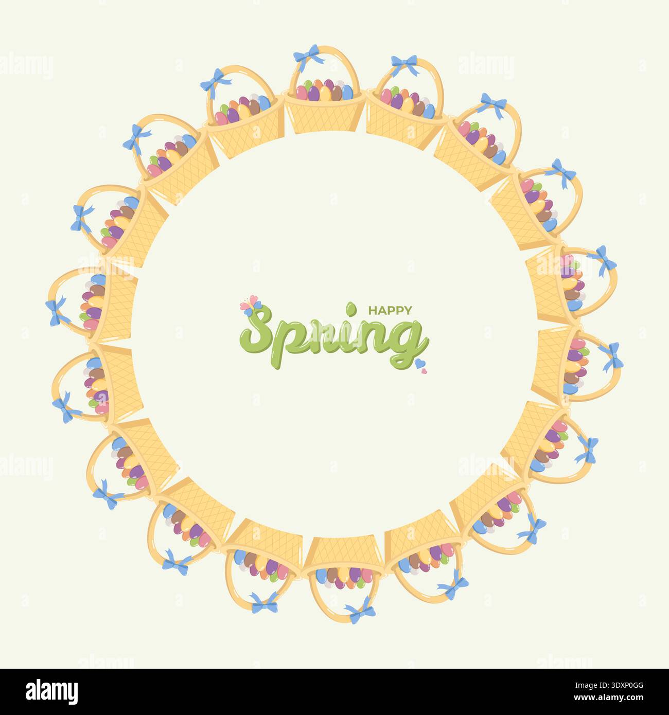 Spring Greeting with Easter Basket Wreath Stock Vector