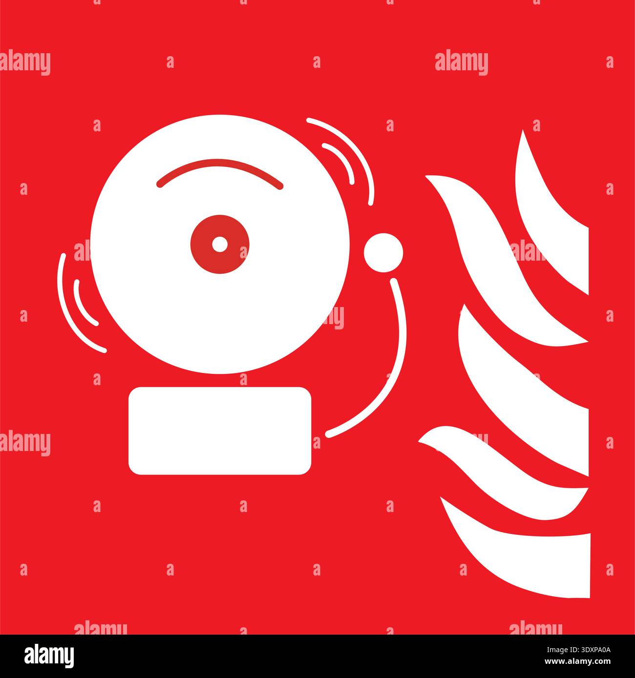 Red and white fire alarm sign isolated on a white background Stock ...