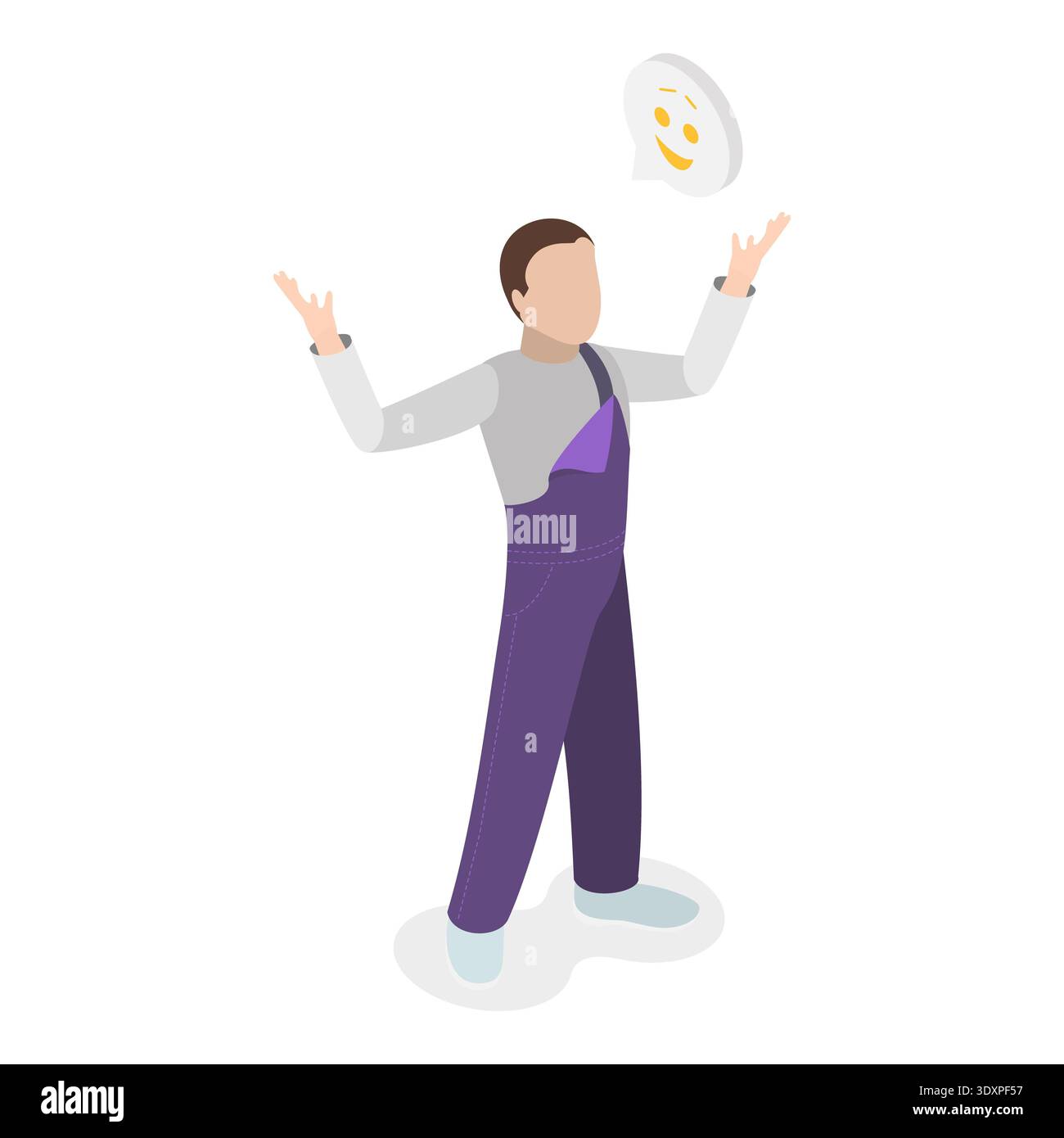 Doubt Body Language 3D Isometric Flat Illustration of Human Emotions and Body Language, Joy ...