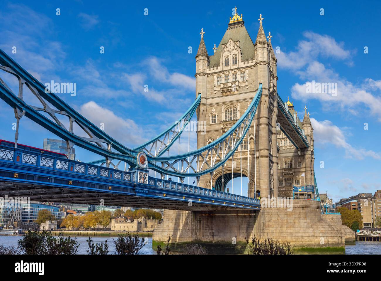 Scenic view of Tower Bridge across River Thames. London, England Stock Photo