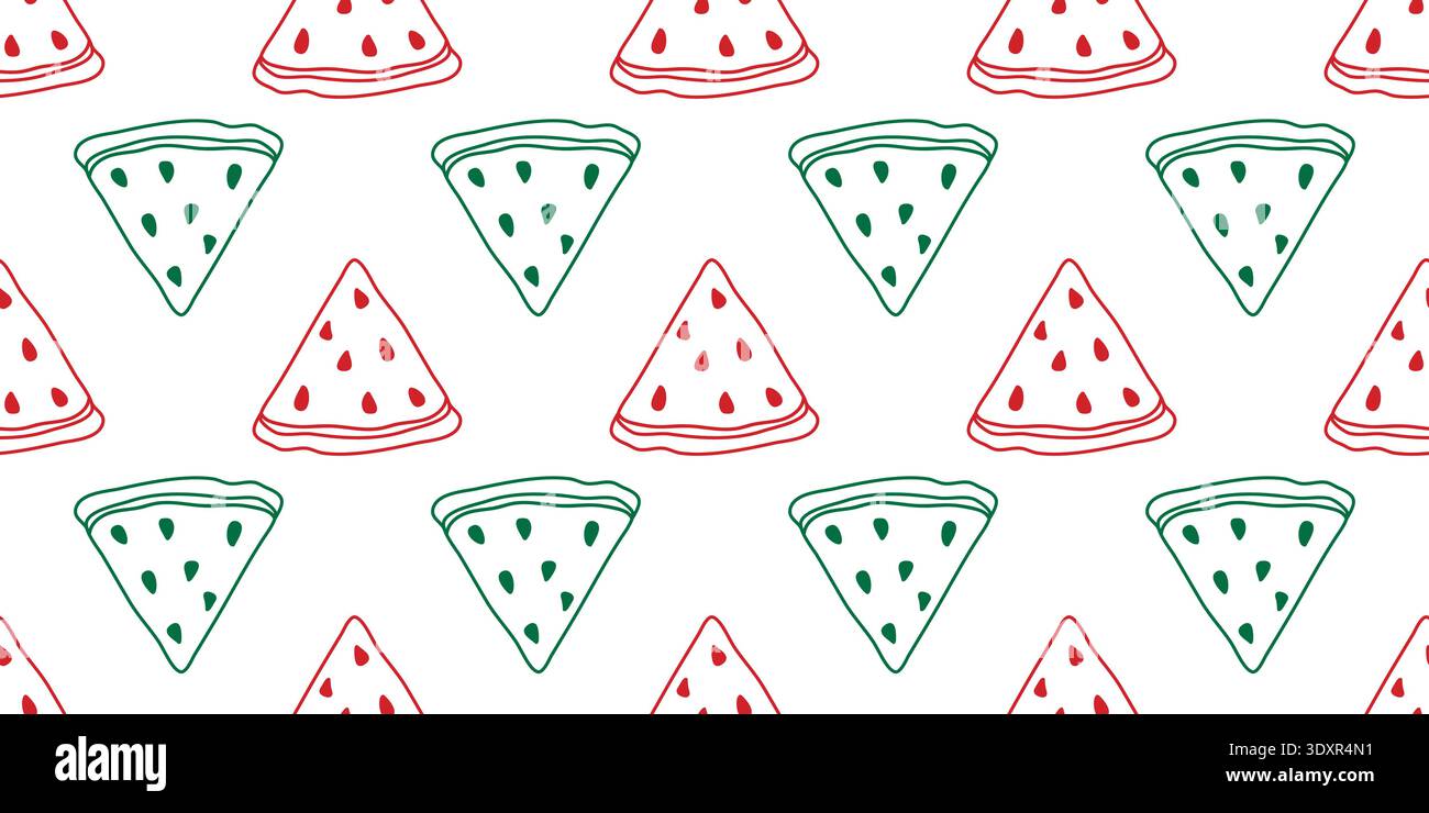 Hand drawn watermelon slices seamless pattern Stock Vector