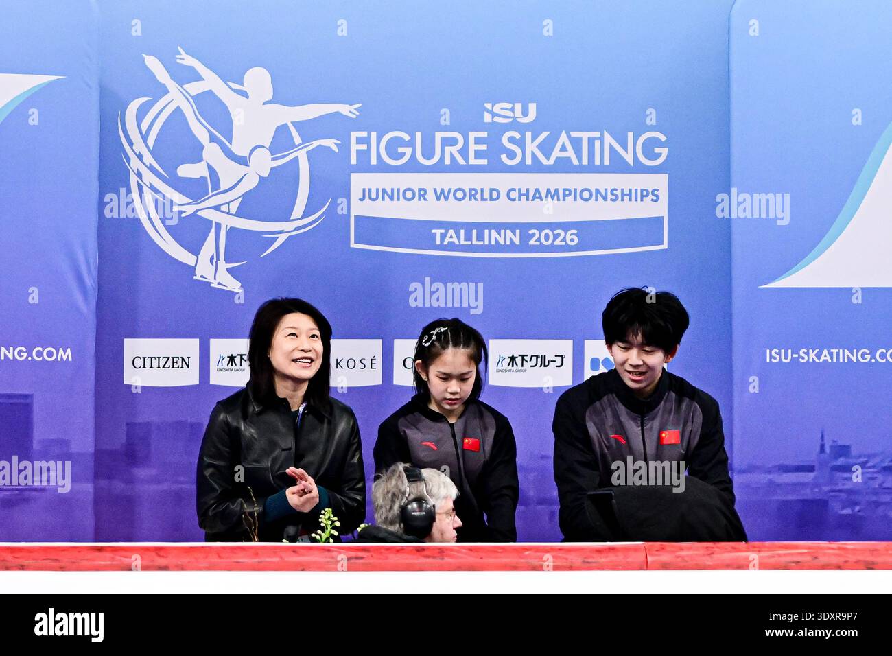 Yuxuan CHEN & Yinbo DONG (CHN), at Kiss & Cry, during Junior Pairs ...
