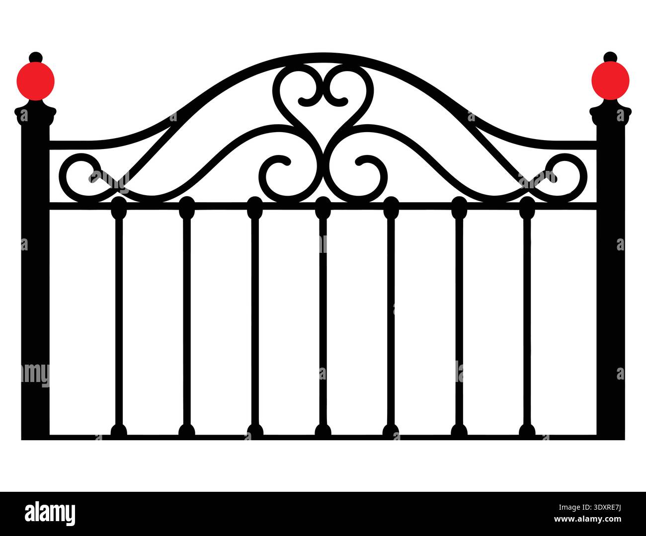 Wrought Iron Bed Frame Silhouette vector illustration Stock Vector