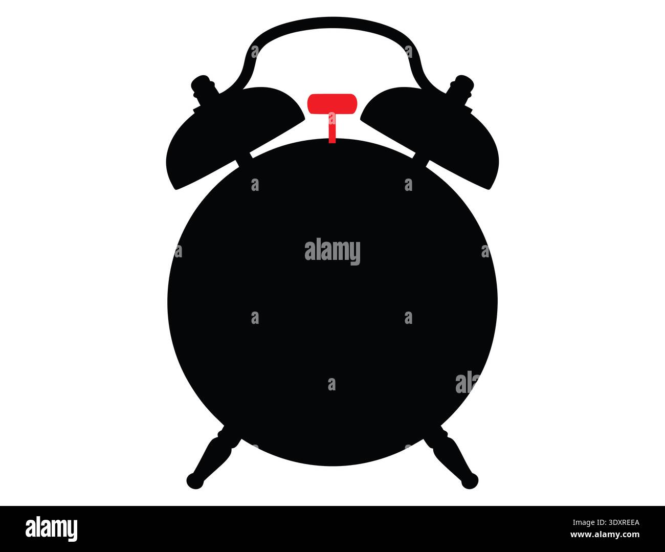 Alarm Clock Silhouette on White Background Stock Vector