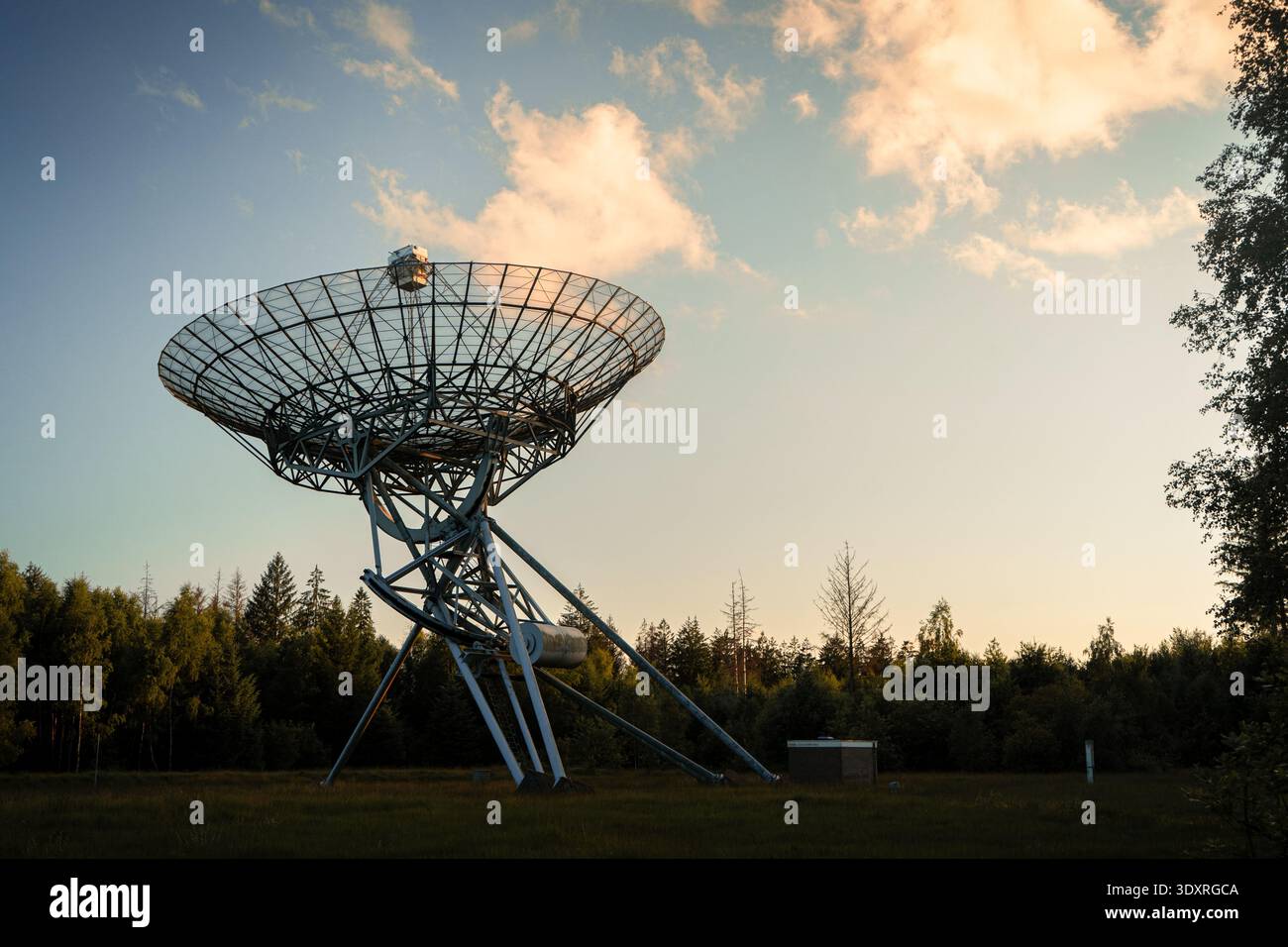 Satellite Dish at Sunset Stock Photo