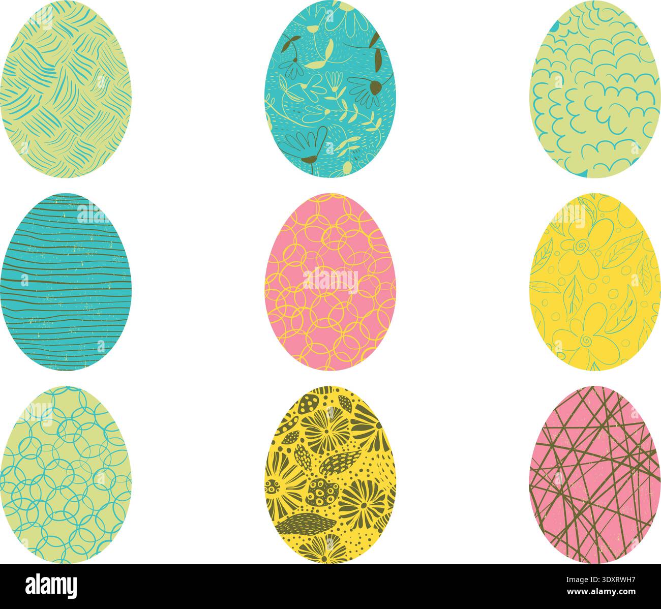 Vector Easter eggs with floral and geometric elements Stock Vector