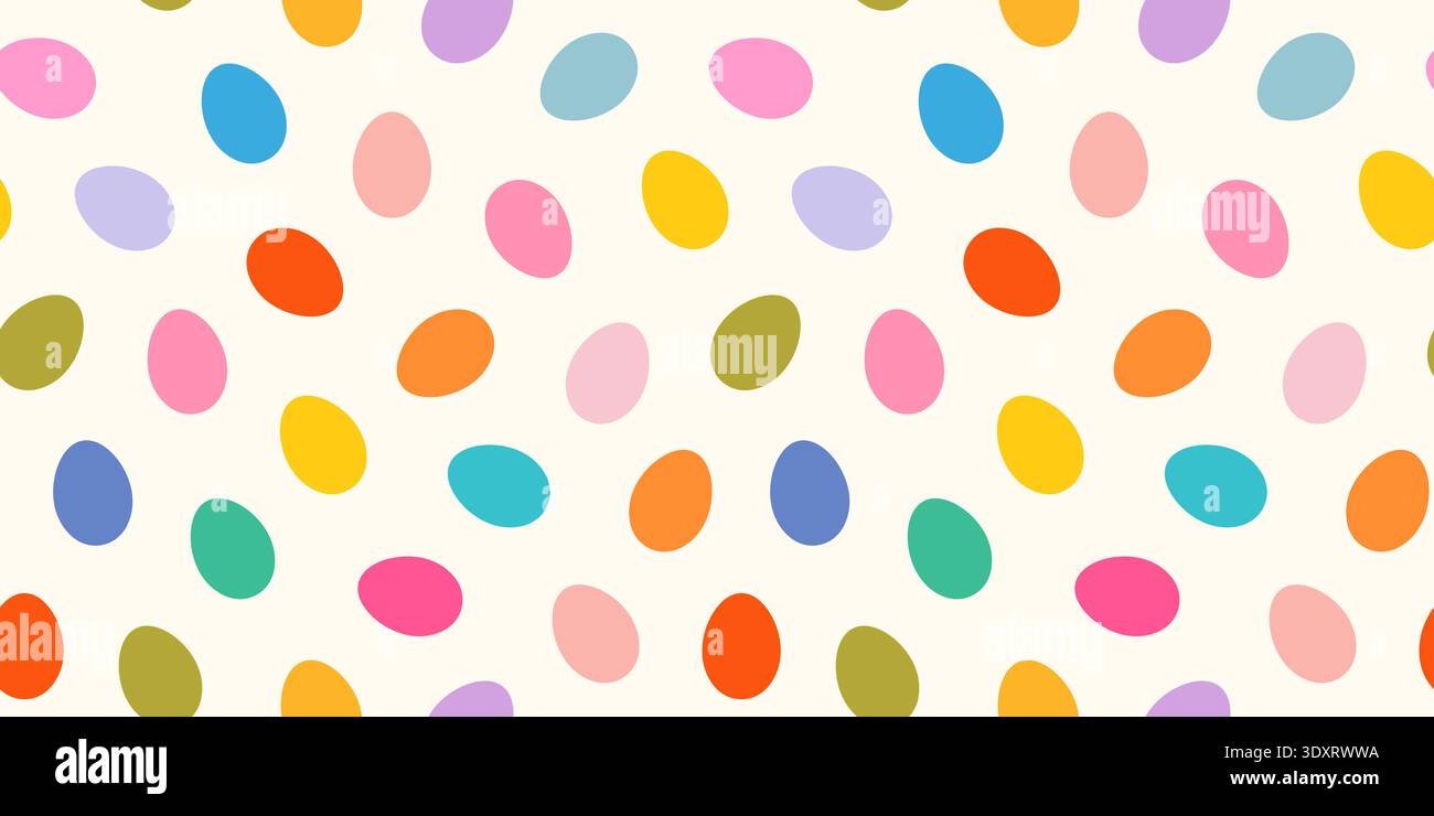 Pastel colored Easter eggs seamless vector pattern, Cute colorful simple background for spring and Easter designs Stock Vector