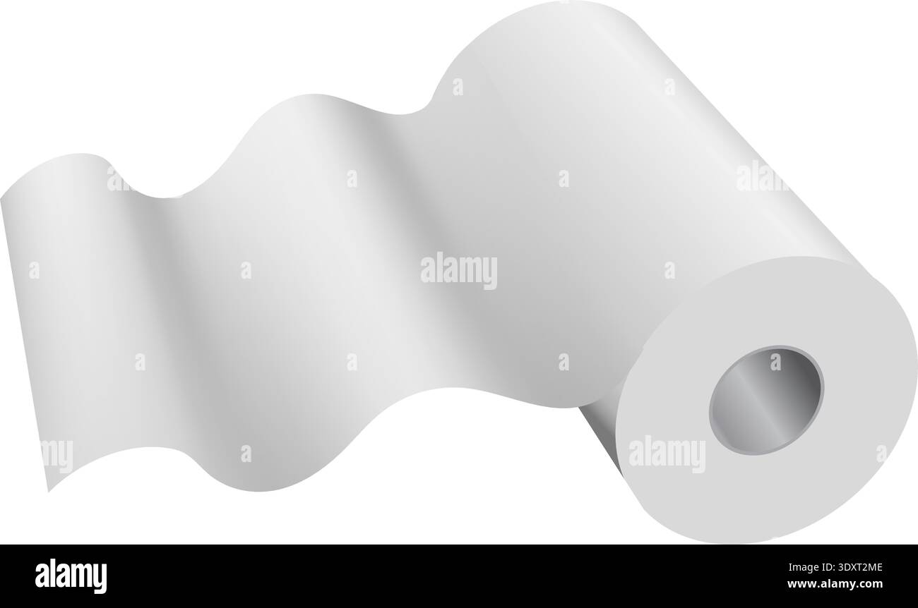 Blank paper sheet roll. Realistic white towel Stock Vector