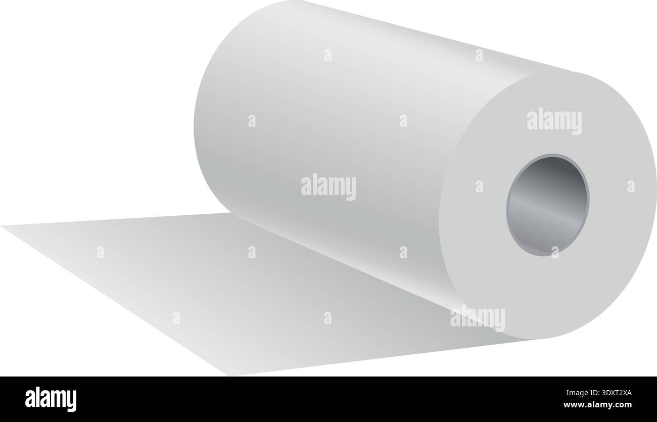 White paper roll. Blank round realistic mockup Stock Vector