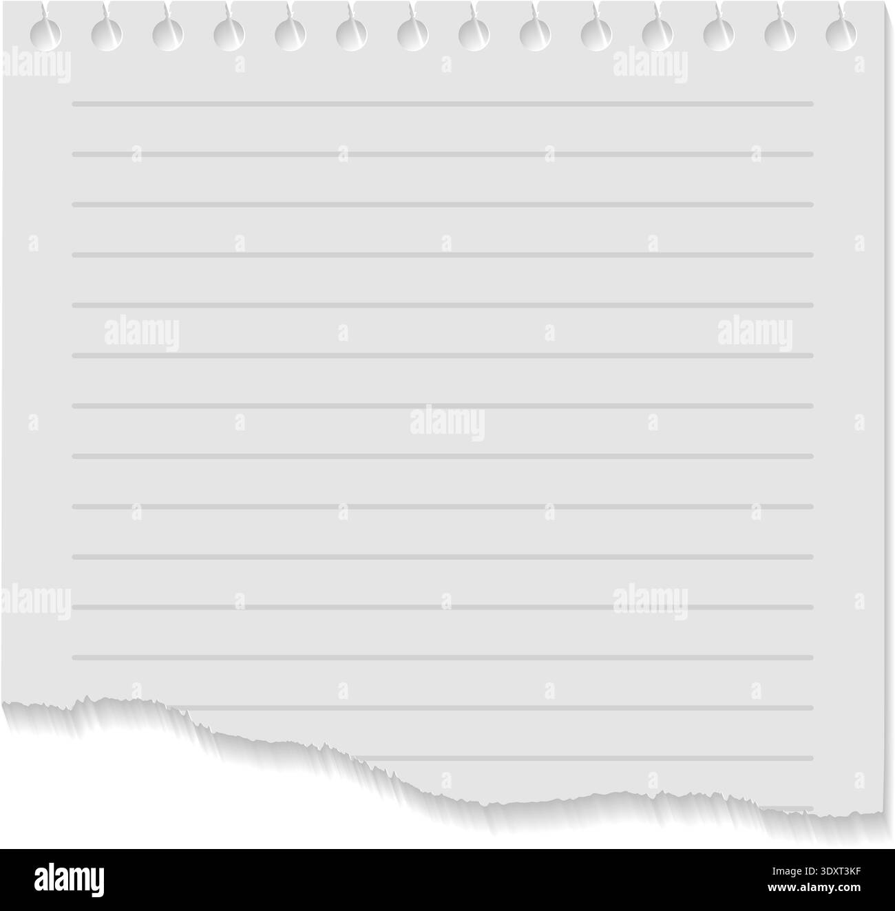 Blank paper page from lined notebook realistic mockup Stock Vector