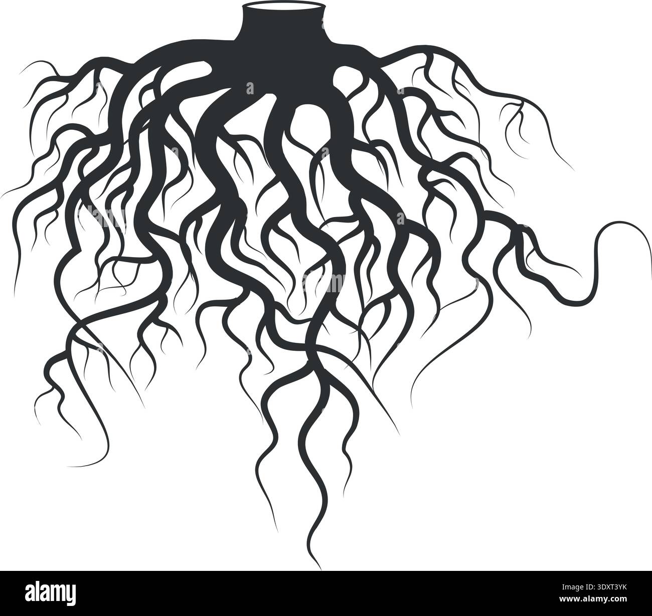 Underground botany element. Tree roots black icon Stock Vector Image ...