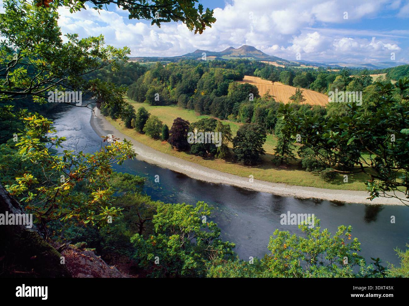 River Tweed and Eildon Hills from Scotts View, Scottish Borders ...