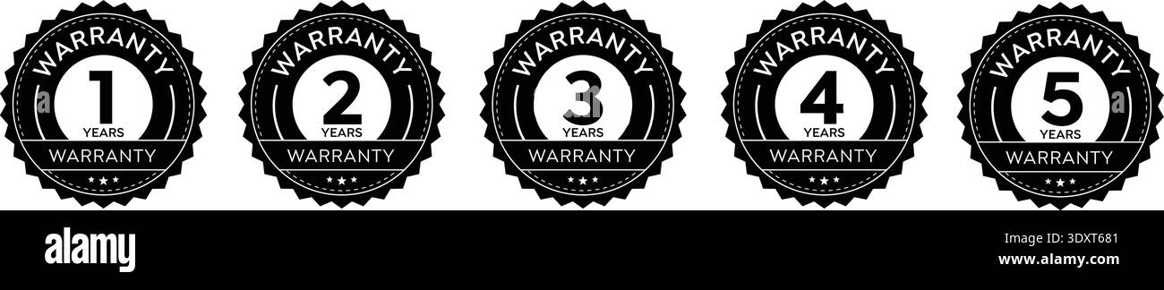 1 Year Warranty Badge Black White Round Guarantee Seal Vector Stamp ...