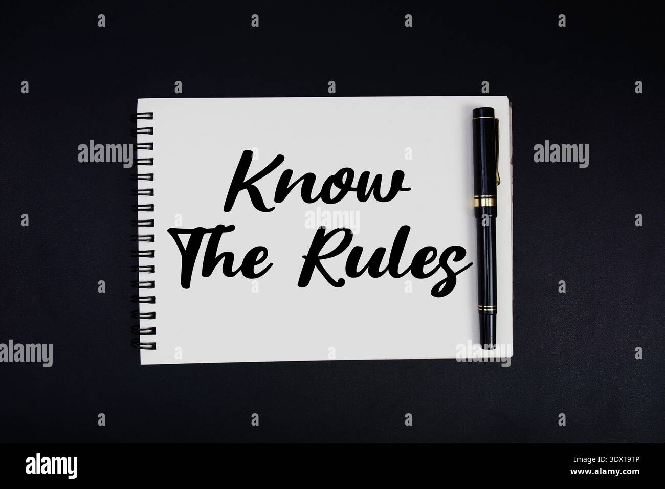 Know The Rules text written on notepad Stock Photo