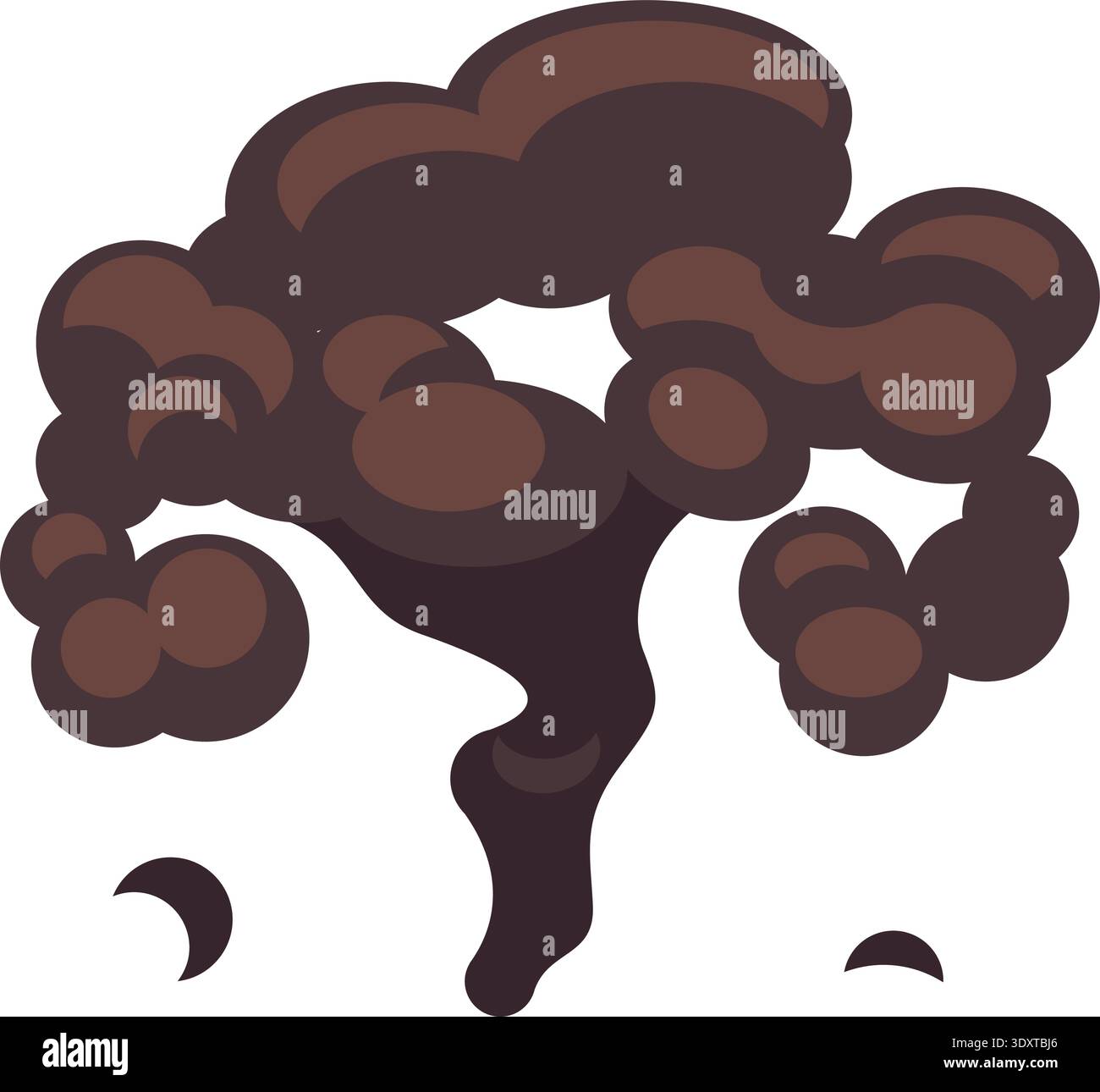 Burn cloud. Black smoke explosion cartoon effect Stock Vector