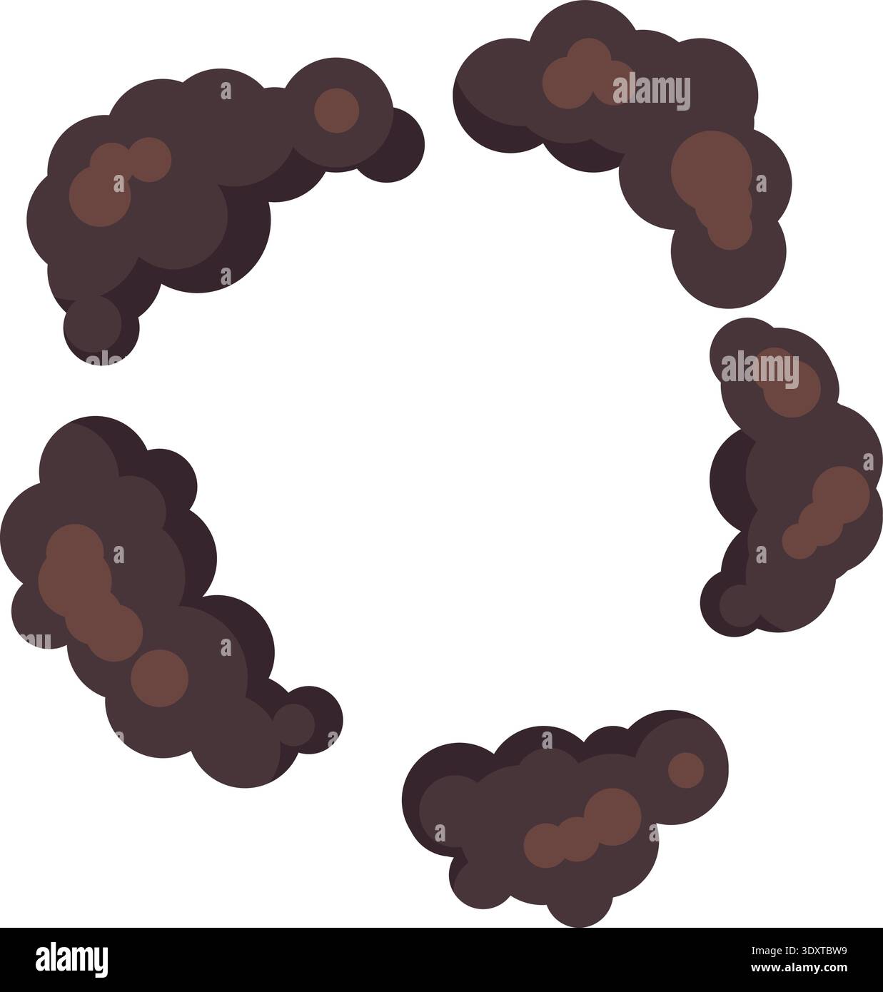 Black smoke ring. Explosion effect cartoon style Stock Vector